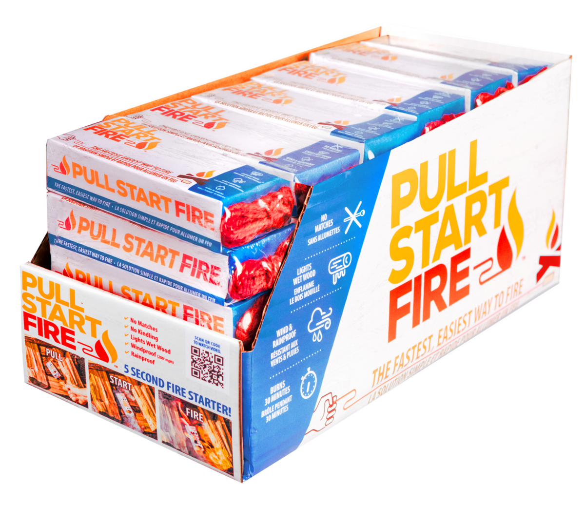 Thirty-pack case of Pull Start Fire firestarters